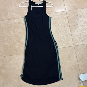 cupcakes & cashmere Black Midi Dress with Green Accents